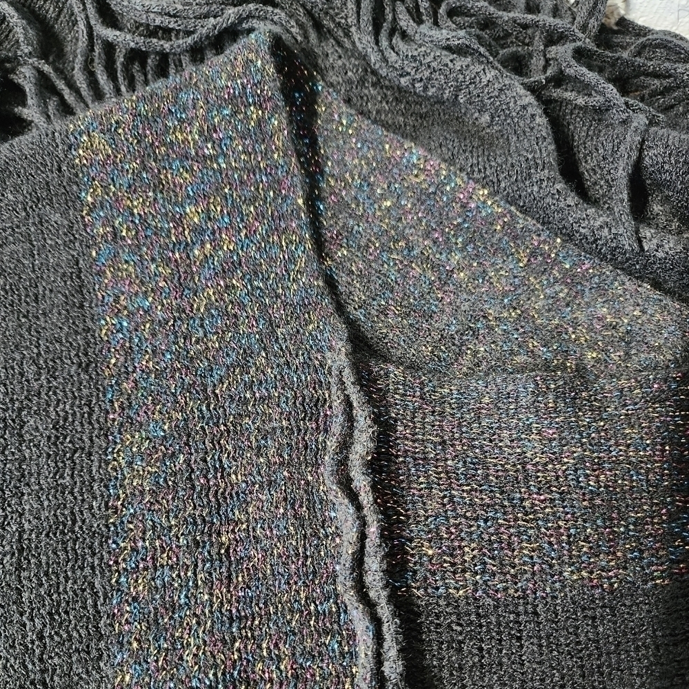 PLUS SIZE Black Knitted Sweater Poncho​ - Picture 7 of 8